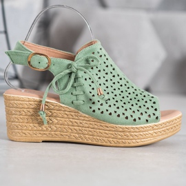 Small Swan Pohodlné prolamované sandály zelená 2 Small Swan Pohodlné prolamované sandály zelená 2