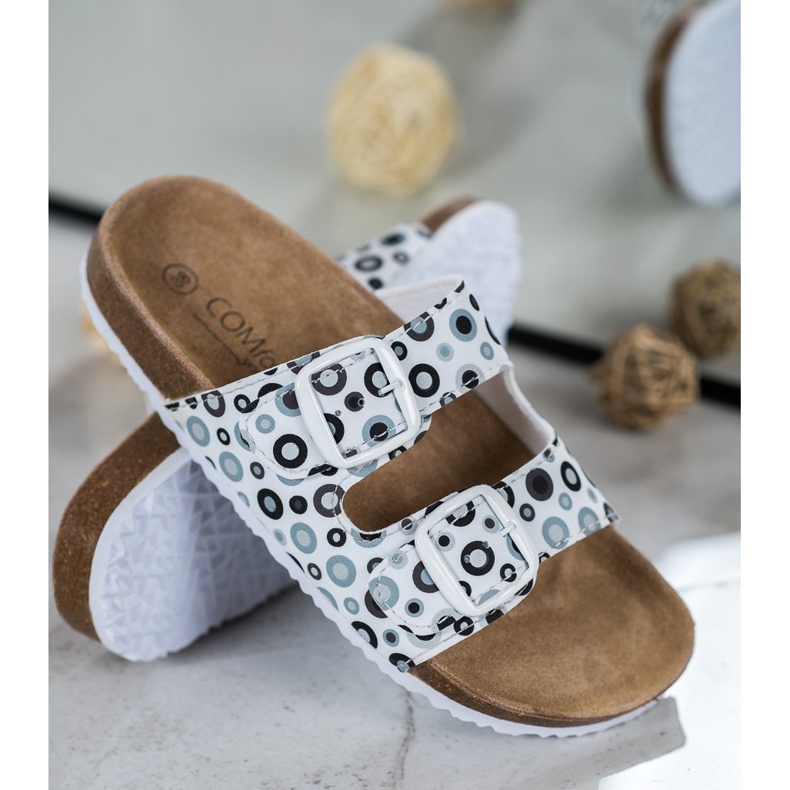 SHELOVET Pohodlné pantofle se vzorem bílý černá šedá 1