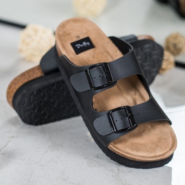 SHELOVET Černé pantofle na platformě černý 2