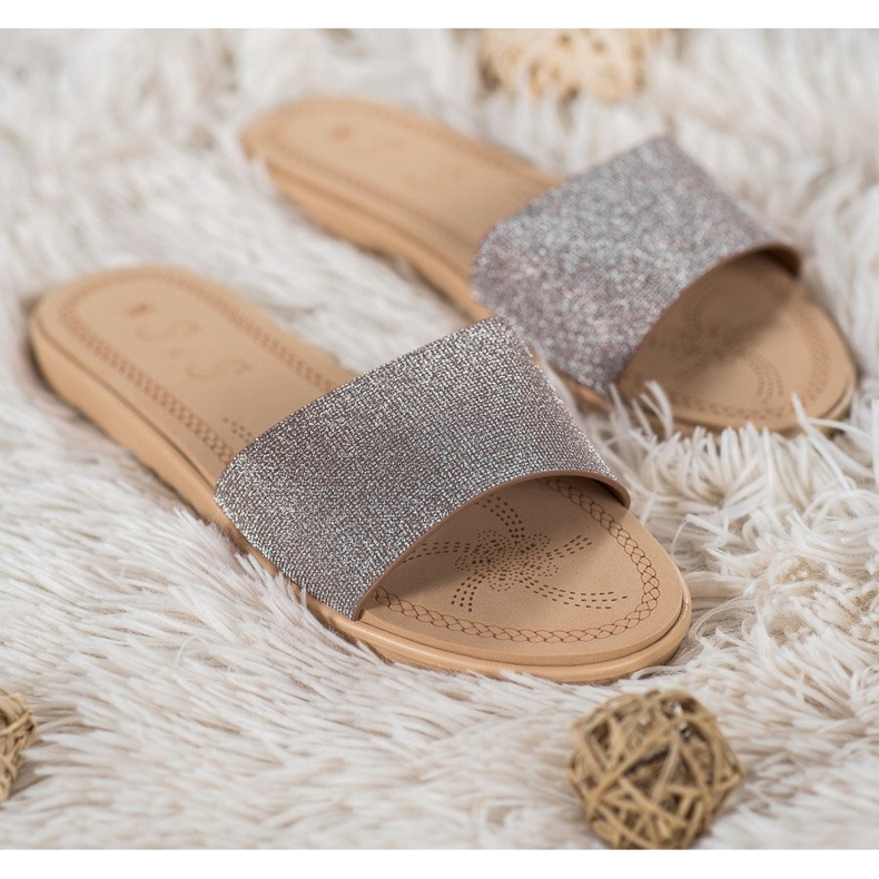 Small Swan Pantofle se třpytkami vícebarevný šedá žlutá 1