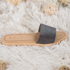 Small Swan Pantofle se třpytkami černý vícebarevný 2