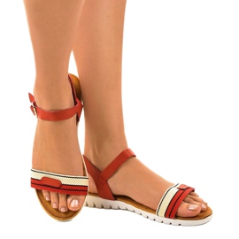 Červené ploché dámské sandály G-513-03 1