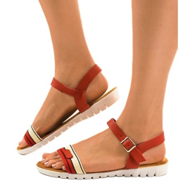 Červené ploché dámské sandály G-513-03 2