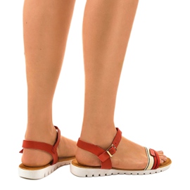 Červené ploché dámské sandály G-513-03 3