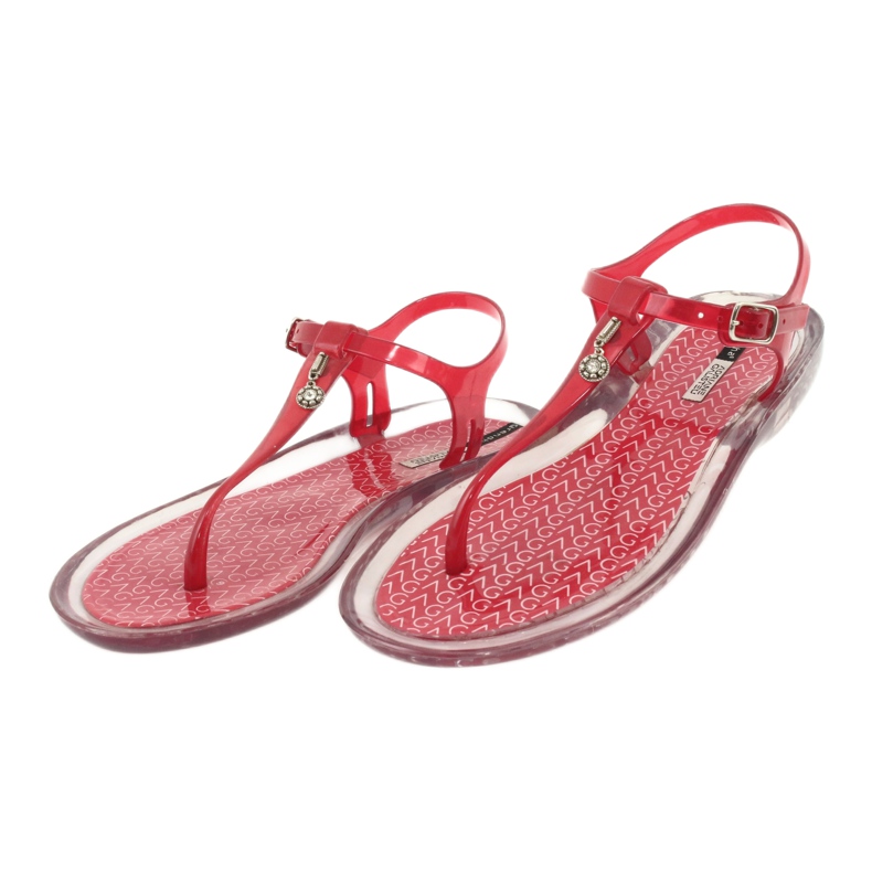 Žabky Grendha Clear / red bezbarvý červený 2