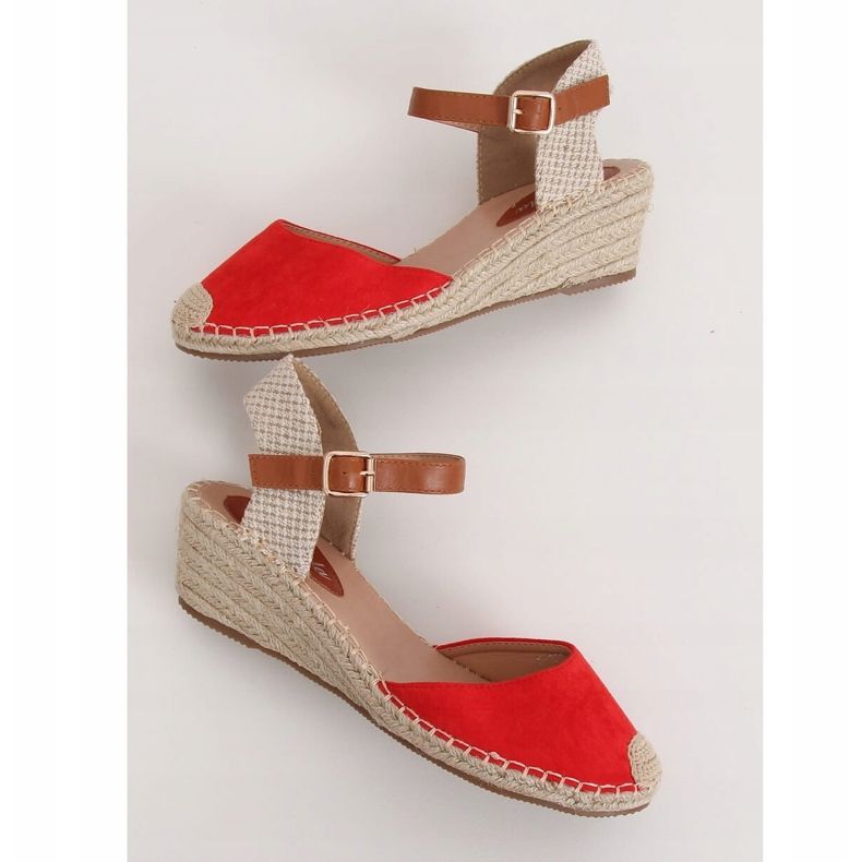 Červené espadrilky na klínech, červené S-820 červené červený 1