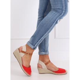 Červené espadrilky na klínech, červené S-820 červené červený 2