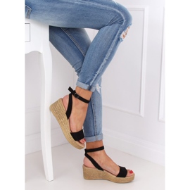 Černé klínové sandály 019-18 černé černá 2