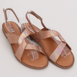 Dámské šampaňské sandály 222-31 Champagne vícebarevný růžový žlutá 1