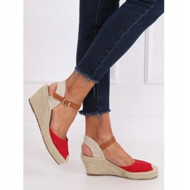 Červené espadrilky na klínech, červené S-819 červené červený 2