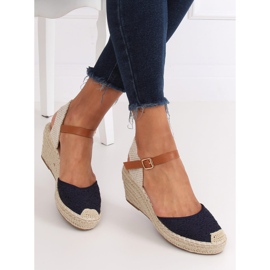 Espadrilky na klínech, tmavě modrá S-819 modrá námořnická modrá 2