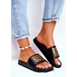 ADY Dámské pantofle se nikdy nevzdávají zlaté černé černá žlutá 1