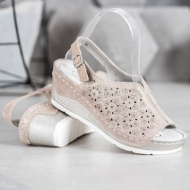 Filippo Kožené sandály s třpytkami hnědý žluť 2