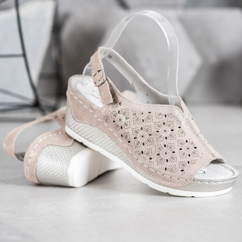 Filippo Kožené sandály s třpytkami hnědý žlutá 2