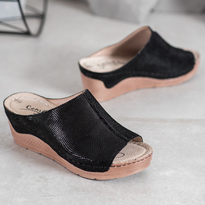 Filippo Černé kožené přezůvky černá 1