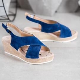 Filippo Lehké kožené sandály modrý 1