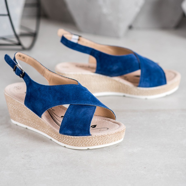 Filippo Lehké kožené sandály modrý 1