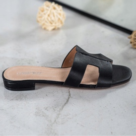 SHELOVET Klasické pantofle z ekologické kůže černá 2