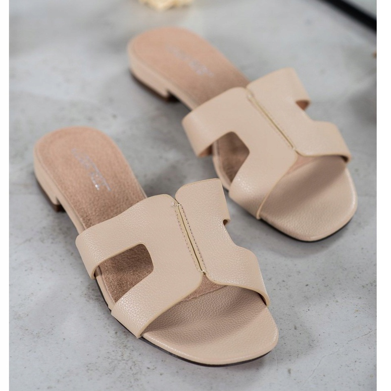 SHELOVET Klasické pantofle z ekologické kůže hnědý 1