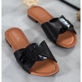 SHELOVET Elegantní pantofle z eko kůže černá 1