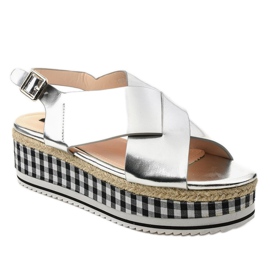 Stříbrné sandály na platformě 1507-40 šedá 1