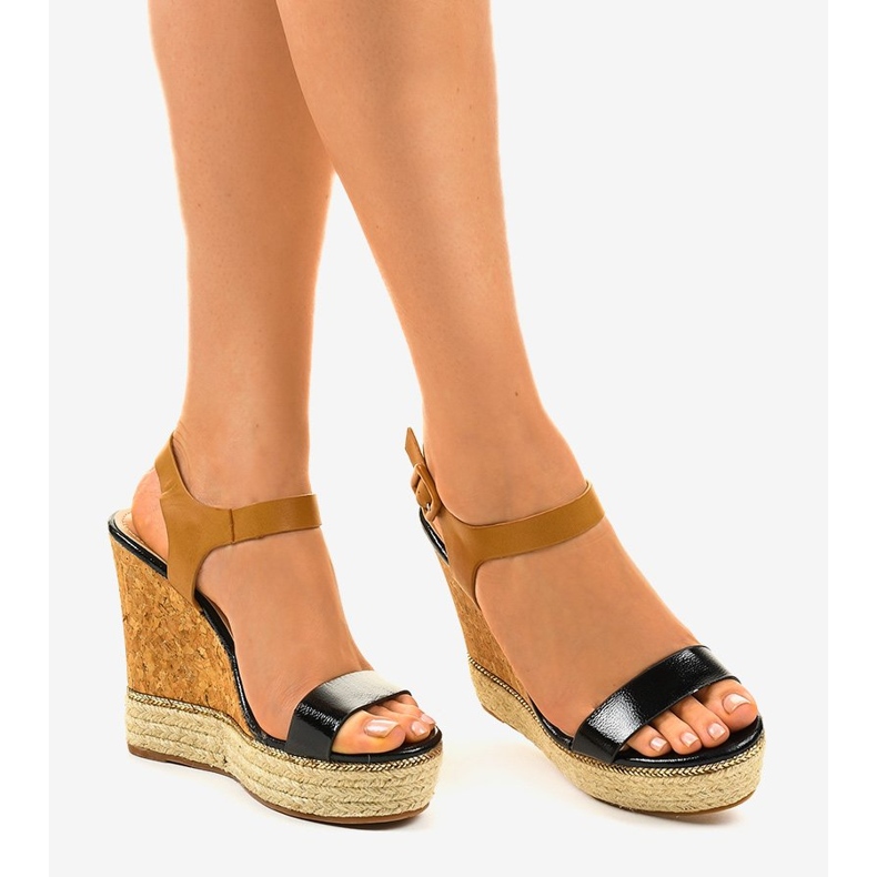 Černé klínové sandály espadrilky VB76063 černý 1