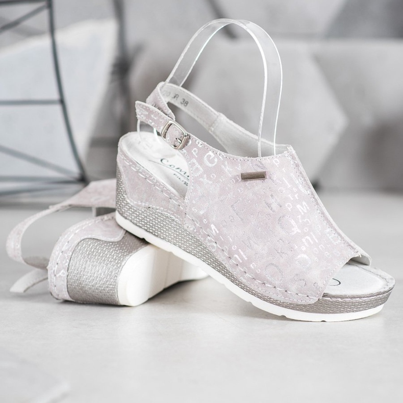 Filippo Kožené sandály šedá 1