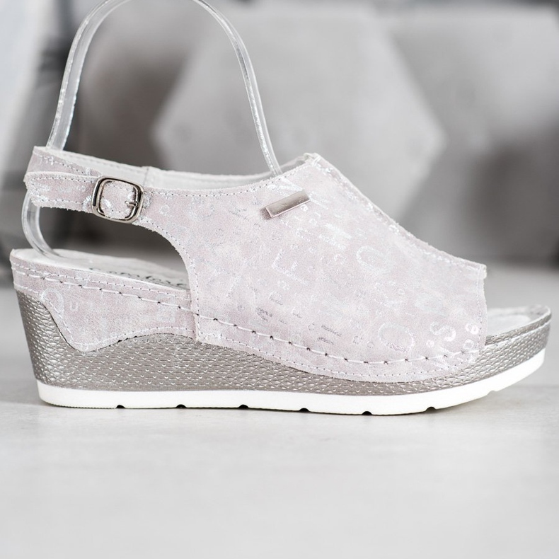 Filippo Kožené sandály šedá 2