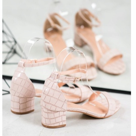 Small Swan Pohodlné sandály na nízkém sloupku béžový 1