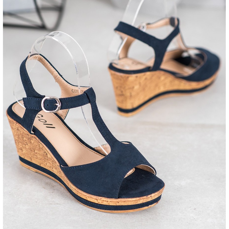 GOLL Semišové klíny modrý 1