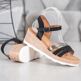 Weide Černé klínové sandály černá 1 Weide Černé klínové sandály černá 1