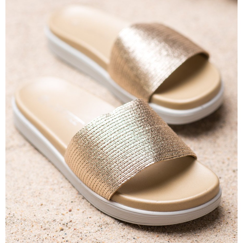 SHELOVET Klasické zlaté pantofle zlatý 1