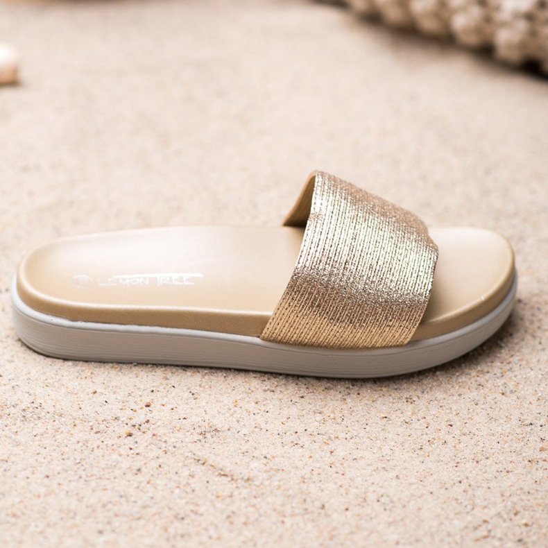 SHELOVET Klasické zlaté pantofle zlatý 2