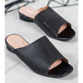 SHELOVET Elegantní pantofle se třpytkami černý 1