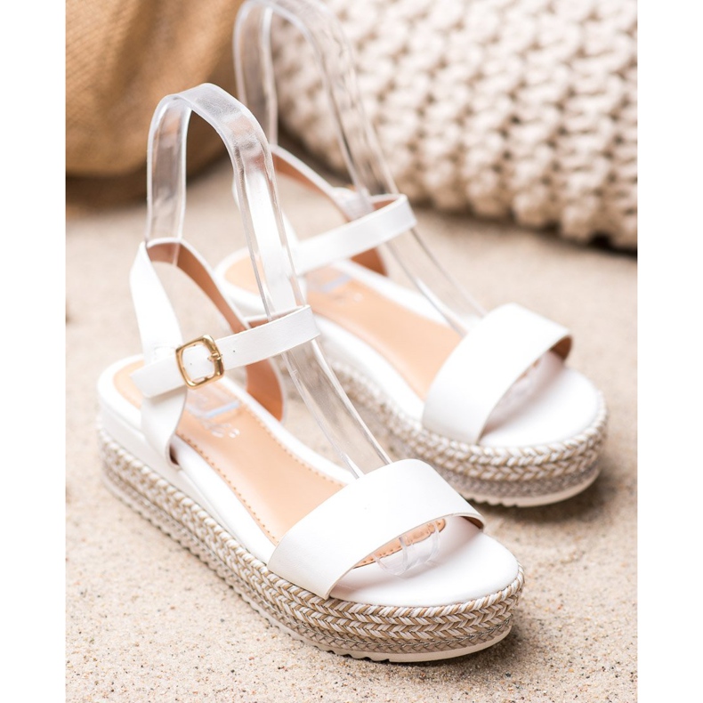 Weide Bílé sandály s ozdobnou platformou bílý 2