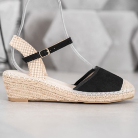 Best Shoes Černé sandály Espadrilles černý 1