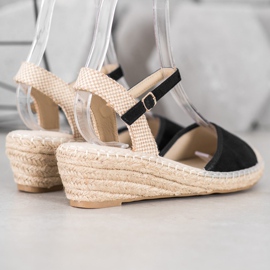 Best Shoes Černé sandály Espadrilles černý 2