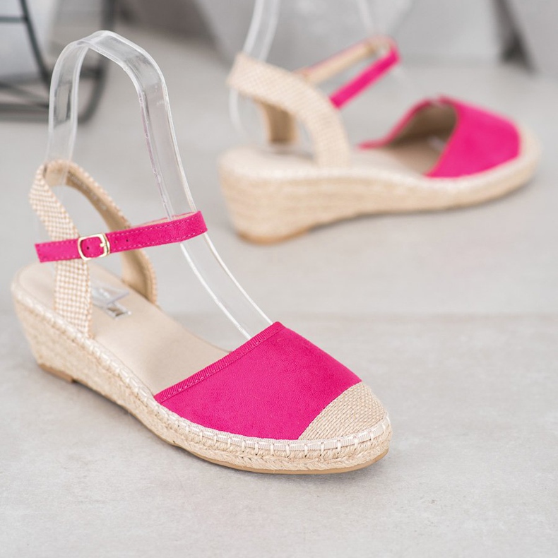 Best Shoes Růžové sandály Espadrilles růžový 1