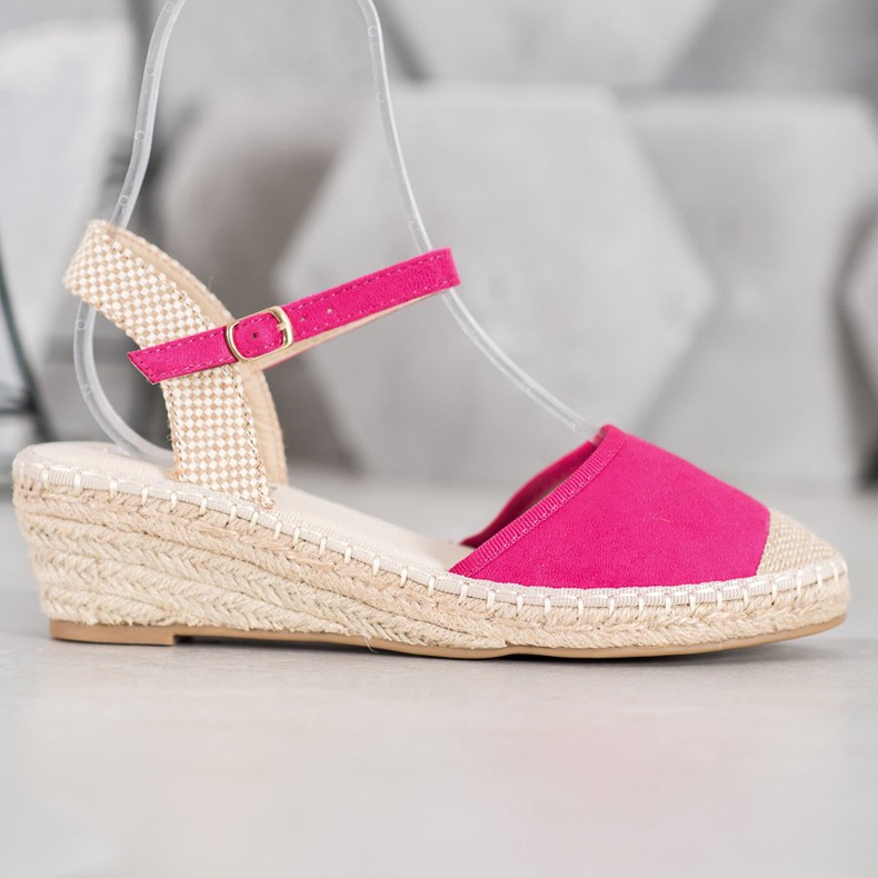 Best Shoes Růžové sandály Espadrilles růžový 2