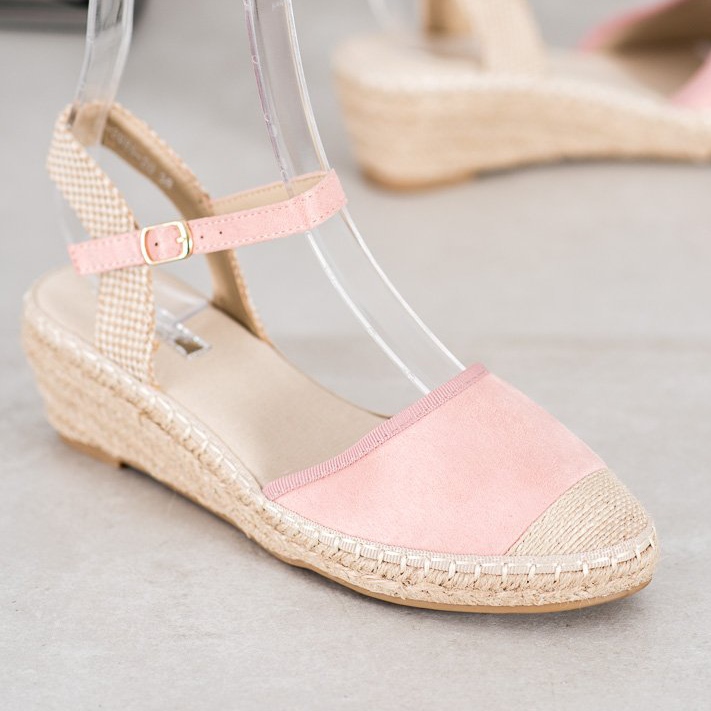 Best Shoes Světle růžové sandály Espadrilles růžový 1