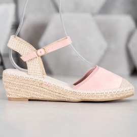 Best Shoes Světle růžové sandály Espadrilles růžový 2