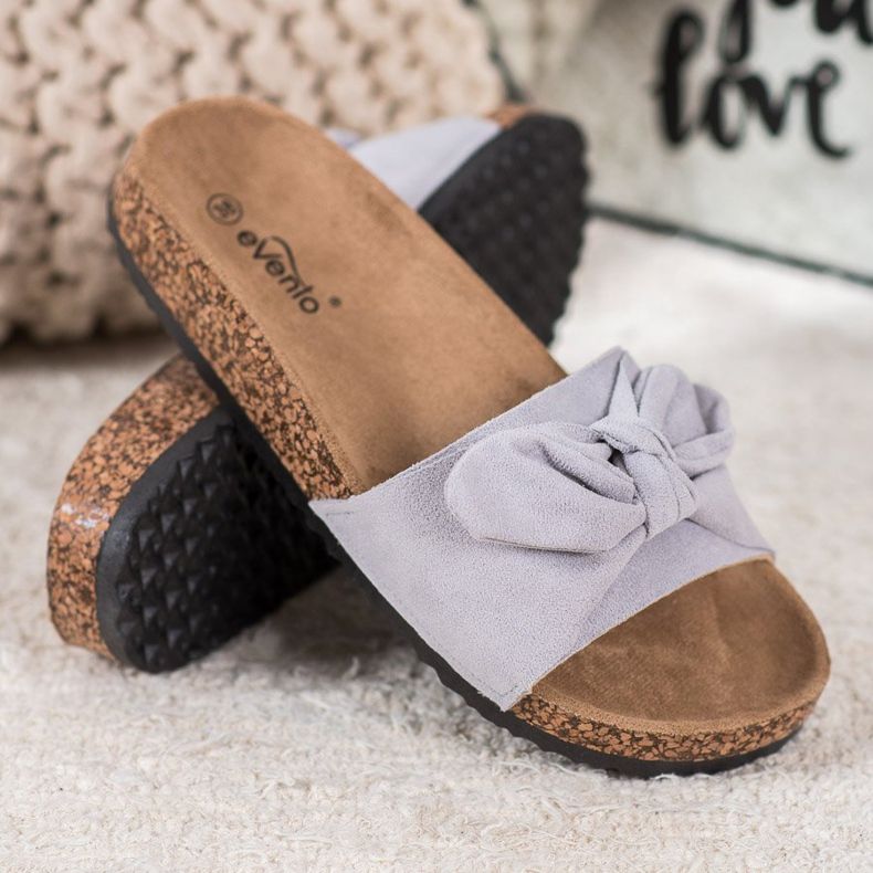 Evento Semišové pantofle na platformě šedá 1