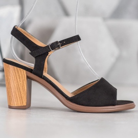 SHELOVET Sandály z černého semiše černý 2