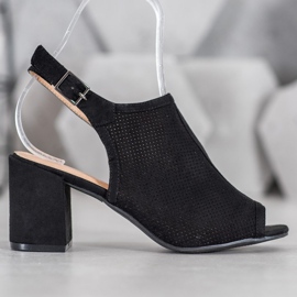 SHELOVET Klasické uzavřené sandály černý 2