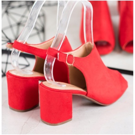 SHELOVET Klasické sandály na vysokém podpatku červené 1