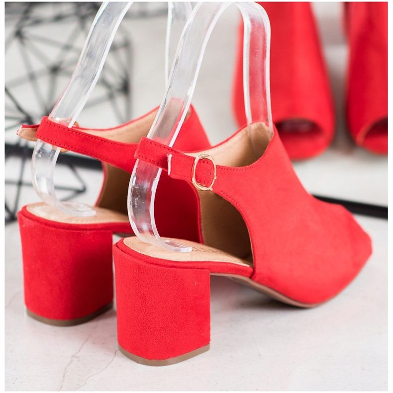 SHELOVET Klasické sandály na vysokém podpatku červené 1