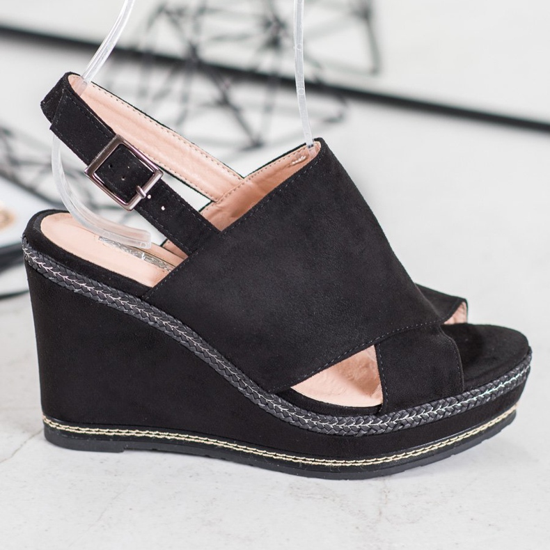 Best Shoes Černé módní sandály černá 2