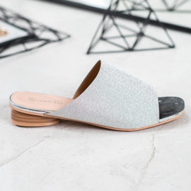 SHELOVET Elegantní pantofle se třpytkami šedá 2