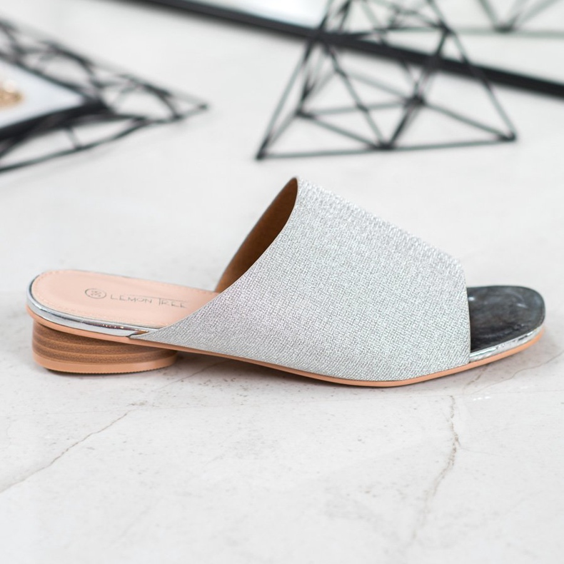 SHELOVET Elegantní pantofle se třpytkami šedá 2