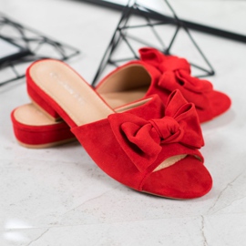 SHELOVET Červené Žabky Na Plochém Podpatku 1